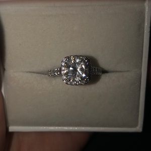 Engagement style promise ring, 2 ct moissanite